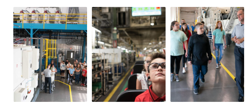 High School students touring a factory.